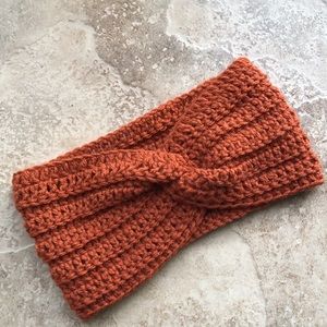 Winter Rust Orange Crochet Ear warmer Headband
